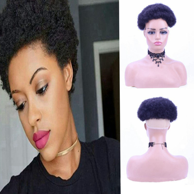 Vergine vera brasiliana Afro riccio capelli umani topper per donne mezzo uomo tecnica fatta