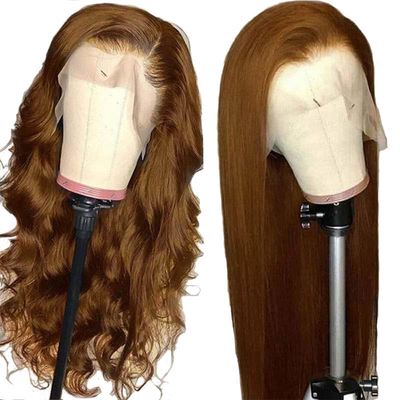 12-34 Inch Raw Indian Real Chestnut Brown Hair Wig HD Trasparente Parrucca Frontale in pizzo svizzero