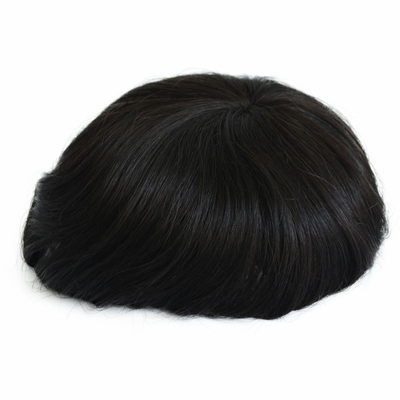 6 pollici Ultra Hold Super Thin PU Skin Fine Mono Base Indetectable Light Remy Short Human Hair Toupee