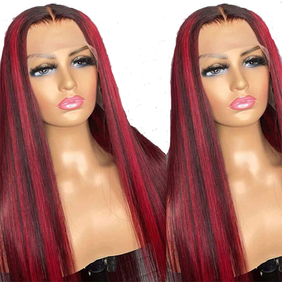 Materiale di base di pizzo svizzero 150% 180% 200% Densità capelli umani originali pizzo rosso parrucche anteriori