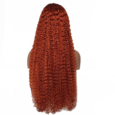 Dolce e lucente Orange Ginger Colore Umano Kinky Riccioli Remy Hair Perugina Con HD Lace Frontale