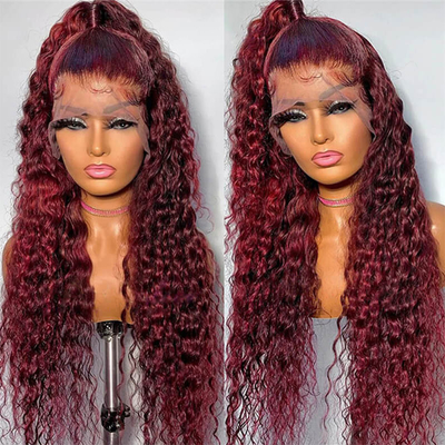 Sì, capelli vergini 100% capelli umani capelli brasiliani Hd pizzo parrucche frontali venditori 99J Borgogna