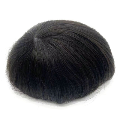 Topper per capelli umani a mano legati a mano lunghezza 6 pollici pelle super sottile base PU toupees per uomini