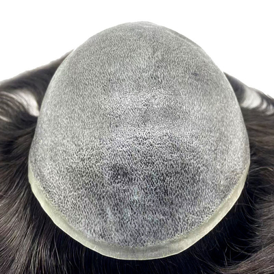 Topper per capelli umani a mano legati a mano lunghezza 6 pollici pelle super sottile base PU toupees per uomini