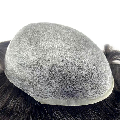 Topper per capelli umani a mano legati a mano lunghezza 6 pollici pelle super sottile base PU toupees per uomini