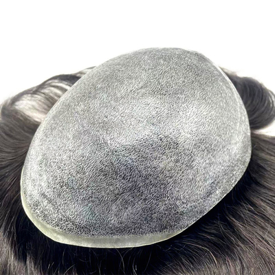 Topper per capelli umani a mano legati a mano lunghezza 6 pollici pelle super sottile base PU toupees per uomini