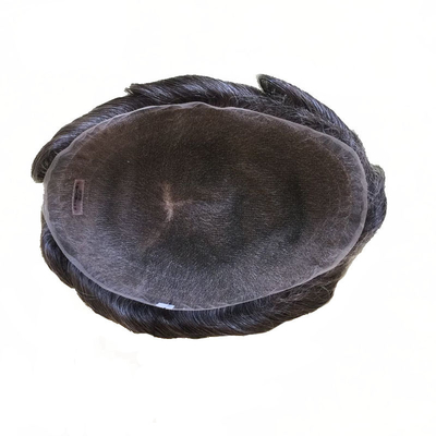 Capelli umani naturali Toupee maschile con base a pizzo completo e capelli vergini europei