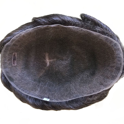 Capelli umani naturali Toupee maschile con base a pizzo completo e capelli vergini europei