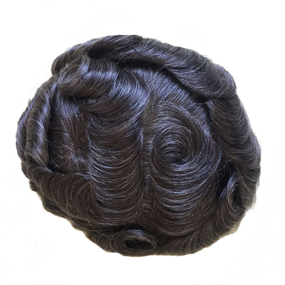 Capelli umani naturali Toupee maschile con base a pizzo completo e capelli vergini europei