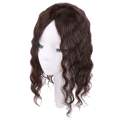 Top capelli umani donne marrone scuro ondulato lungo riccio seta top clip in capelli toppers per donne