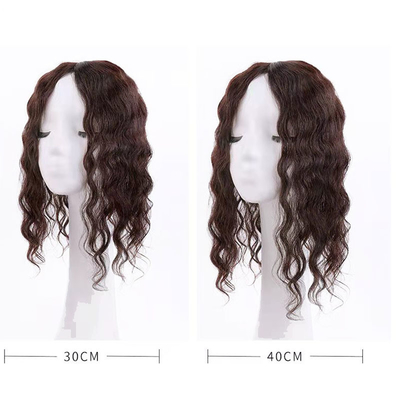 Top capelli umani donne marrone scuro ondulato lungo riccio seta top clip in capelli toppers per donne