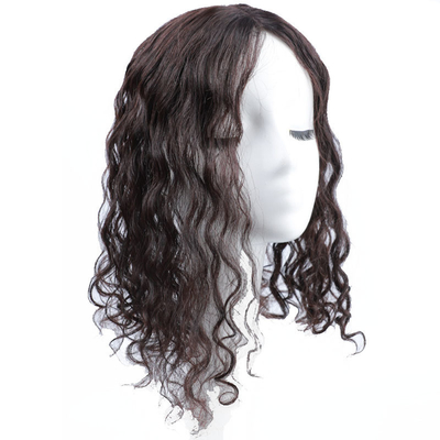 Top capelli umani donne marrone scuro ondulato lungo riccio seta top clip in capelli toppers per donne