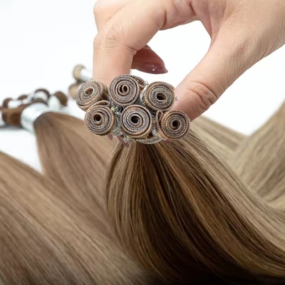 Doppio disegno 100% capelli umani genio tendenza trama russa estensioni di capelli sottili invisibili
