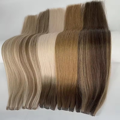 Doppio disegno 100% capelli umani genio tendenza trama russa estensioni di capelli sottili invisibili