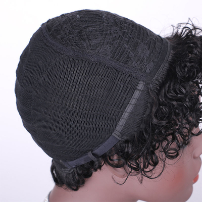 Materiale di base di pizzo svizzero rettilineo, taglio a macchina completa, parrucca fatta con 100% di capelli umani.