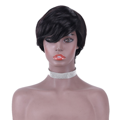 Materiale di base di pizzo svizzero Pixie taglio di capelli umani parrucche per donne nere Remy grado di capelli