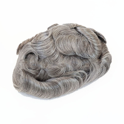 Australia Base 130% Densità elevata Parrucchieri corti maschili Grigio naturale 6x8 Capelli umani