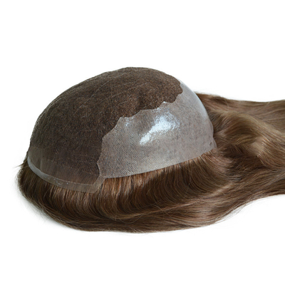 20 pollici marrone chiaro evidenzia capelli umani Remy Toppers capelli brasiliani Toupee pizzo base PU