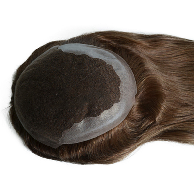 20 pollici marrone chiaro evidenzia capelli umani Remy Toppers capelli brasiliani Toupee pizzo base PU