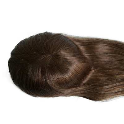 20 pollici marrone chiaro evidenzia capelli umani Remy Toppers capelli brasiliani Toupee pizzo base PU