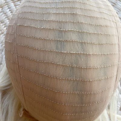 6x6 Legato a mano Topper Free Part Silk Top Base Platinum Blonde Clip in Toupee per Custom Made