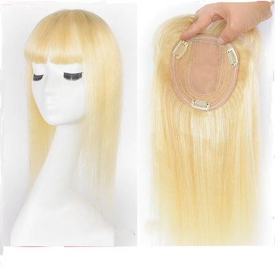 6x6 Legato a mano Topper Free Part Silk Top Base Platinum Blonde Clip in Toupee per Custom Made
