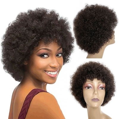 Capelli Vergini Perrucca Favola Tagliata Parrucca Corta Afro Kinky Parrucche ricci 100% Capelli Brasiliani