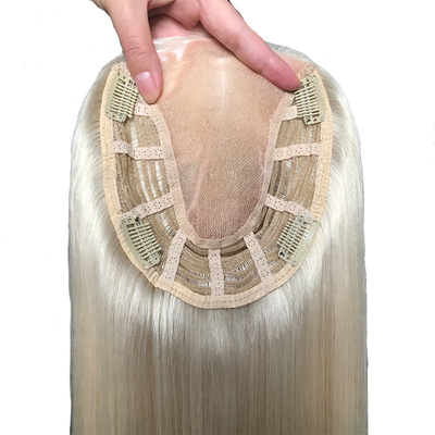 Capelli Vergini 22 Inch 60 Biondo Free Parting Monofilament Capelli grezzi Donne Topper Piccolo Radice