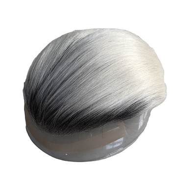 Capelli Remy Legati a Mano Naturale Ombre Sale E Pepe Grigio Capelli Umani Toupe per Uomini
