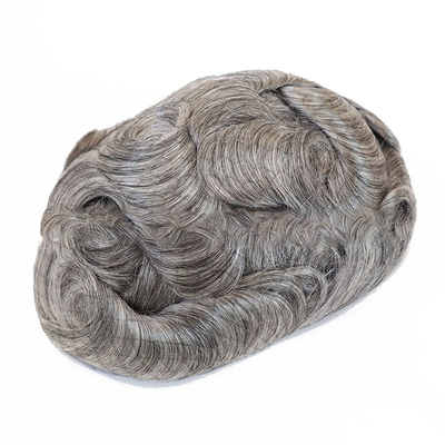 Capelli Remy Legati a Mano Naturale Ombre Sale E Pepe Grigio Capelli Umani Toupe per Uomini