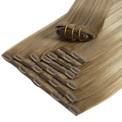 100% Top Capelli Umani Stretti e Stretti Clip In Naturale Estensioni Capelli Veri