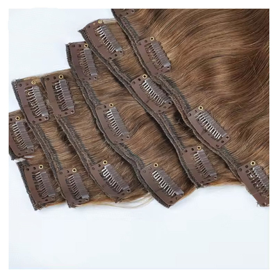 100% Top Capelli Umani Stretti e Stretti Clip In Naturale Estensioni Capelli Veri