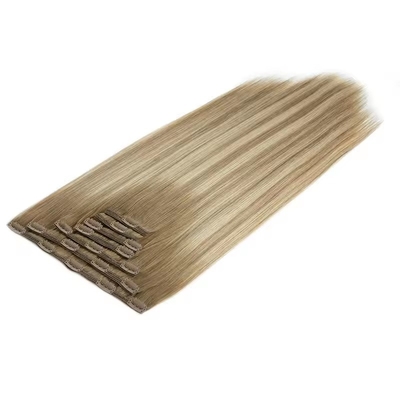 100% Top Capelli Umani Stretti e Stretti Clip In Naturale Estensioni Capelli Veri