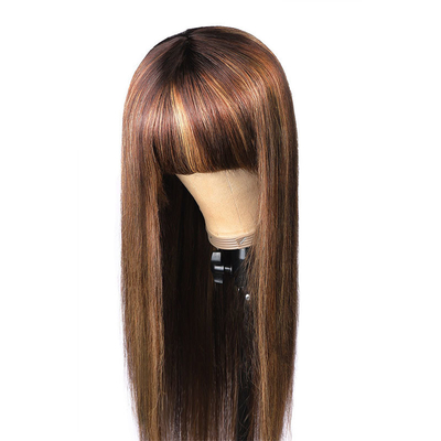 Nessuna parrucca di pizzo 10-26 pollici P4/27 Parrucca femminile Full Machine fatta per capelli umani Parrucche con frangia
