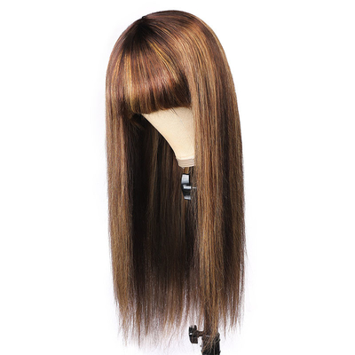 Nessuna parrucca di pizzo 10-26 pollici P4/27 Parrucca femminile Full Machine fatta per capelli umani Parrucche con frangia