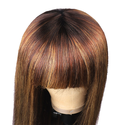 Nessuna parrucca di pizzo 10-26 pollici P4/27 Parrucca femminile Full Machine fatta per capelli umani Parrucche con frangia