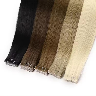 Invisibile Blonde Tape In Seamless 100 Human Hair Extension Kinky Straight Double Drawn Crudo Capelli Vergini