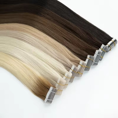 Invisibile Blonde Tape In Seamless 100 Human Hair Extension Kinky Straight Double Drawn Crudo Capelli Vergini
