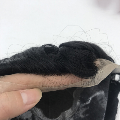 Capelli neri naturali Toupee 6x8 pizzo francese Patch capelli maschili capelli cinesi 110% densità