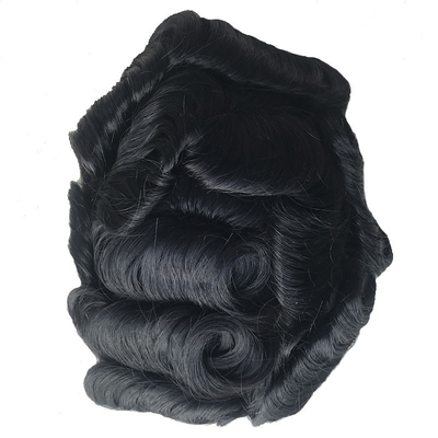 Capelli neri naturali Toupee 6x8 pizzo francese Patch capelli maschili capelli cinesi 110% densità