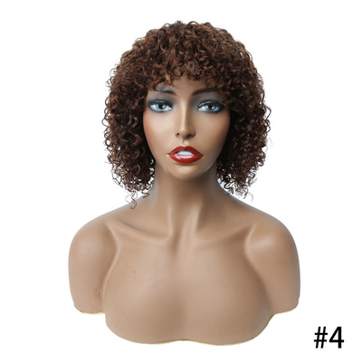 Base in pizzo svizzero, parrucche corte da fantoccio per donne nere, vergine brasiliana, afro ricci.