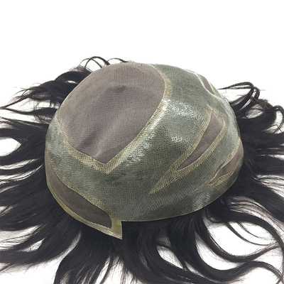 Materiale base quattro occhi pizzo svizzero fronte capelli umani vergini toupee per uomini 110% densità