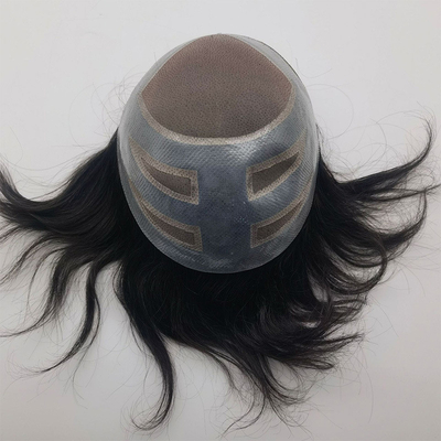Materiale base quattro occhi pizzo svizzero fronte capelli umani vergini toupee per uomini 110% densità
