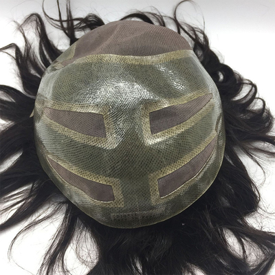 Materiale base quattro occhi pizzo svizzero fronte capelli umani vergini toupee per uomini 110% densità