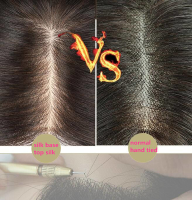 Toupee a base di seta retta femminile con chiusura frontale in pizzo svizzero e cappello