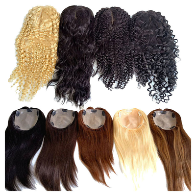 Full Hand Made 2024 Trend Blonde Remy Wavy Curly European Human Hair Topper Per Donne