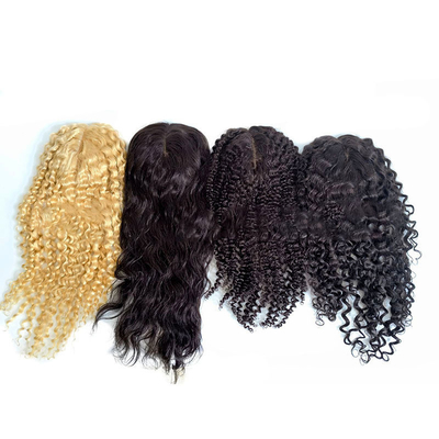 Full Hand Made 2024 Trend Blonde Remy Wavy Curly European Human Hair Topper Per Donne