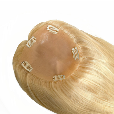 Full Hand Made 2024 Trend Blonde Remy Wavy Curly European Human Hair Topper Per Donne