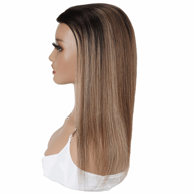 8-22 pollici lunghezza a mano legato pizzo fronte e trama cavo rete marrone balayage capelli umani