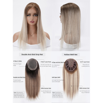 Capelli in pu ebrei naturali per donne, finitura in seta, pizzo, fronte biondo europeo, 100-200g